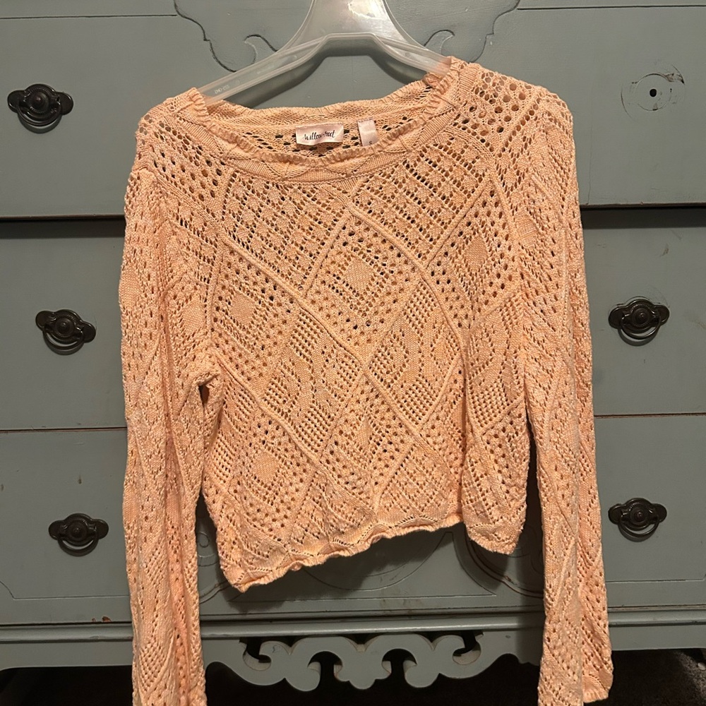 Peach Crochet Knit Top